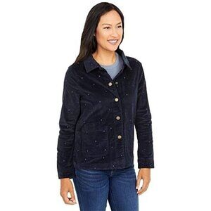 Joules Alice Cord Mini Spot Dot Corduroy Embroidered Snap Up Jacket